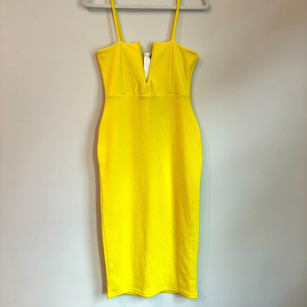 Misguided Bright Yellow Pencil Dress